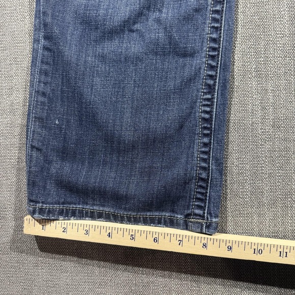 Affliction Black Premium Jeans Mens 36x32 Blue Blake Straight Buckle Distressed - Picture 5 of 9